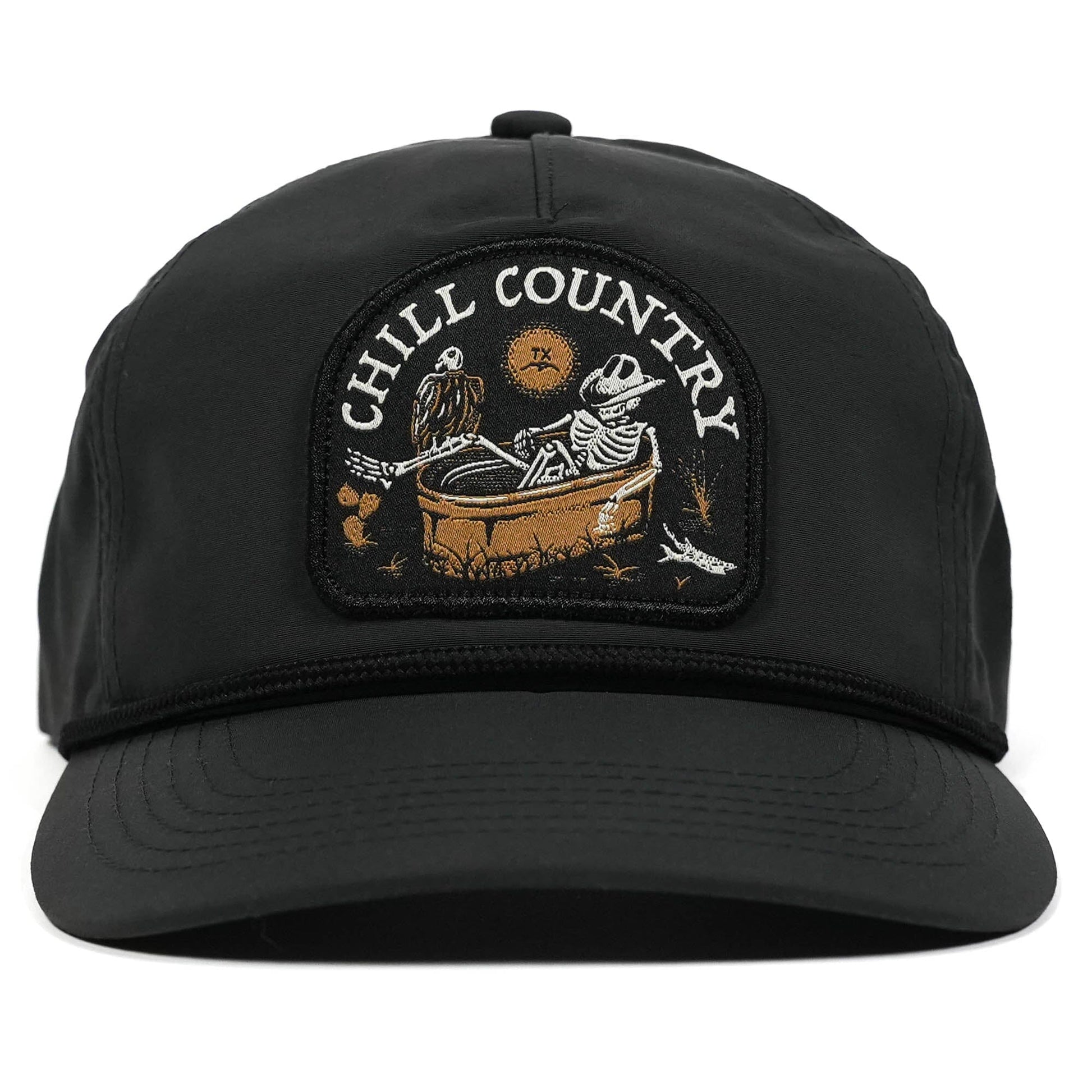Bone Chillin' Guadalupe Snapback Texas Hill Country Provisions Vintage Black Quick-Dry Nylon Mesh Flap