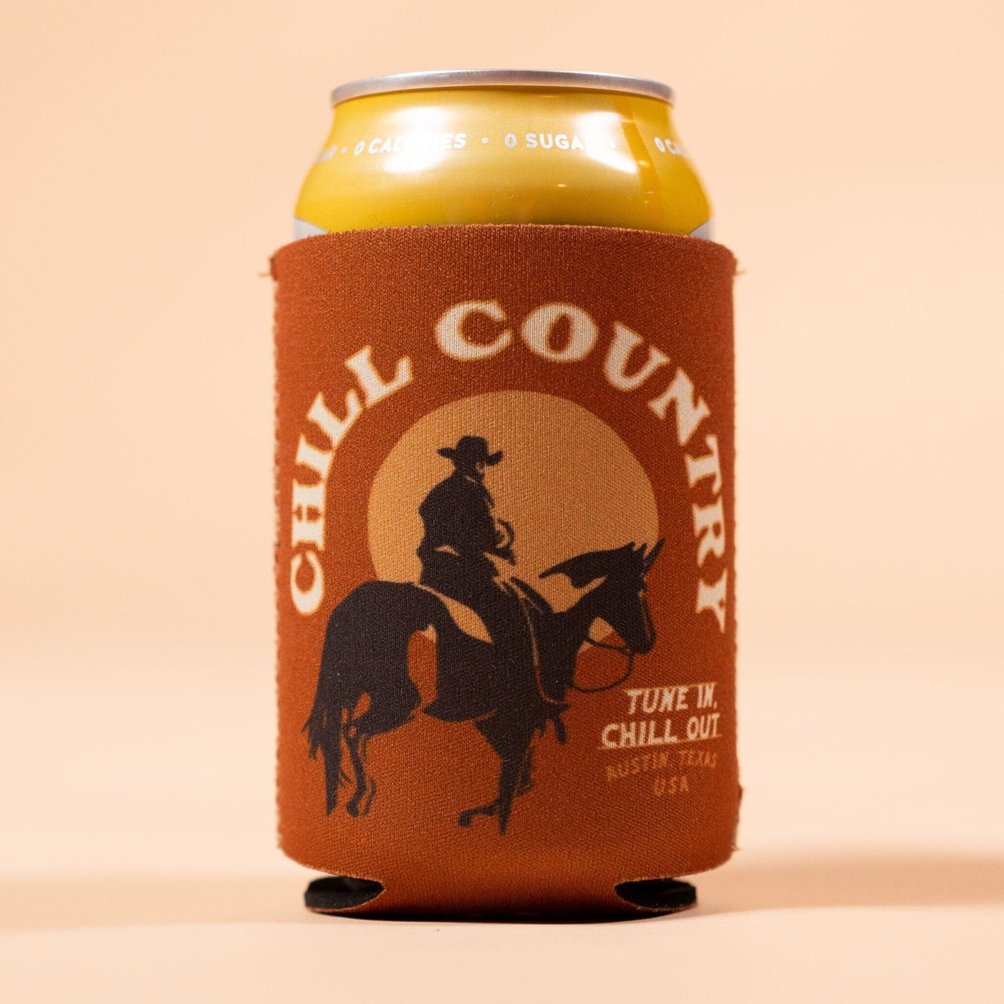 Tune In Chill Out Neoprene Can Sleeve Texas Hill Country Provisions