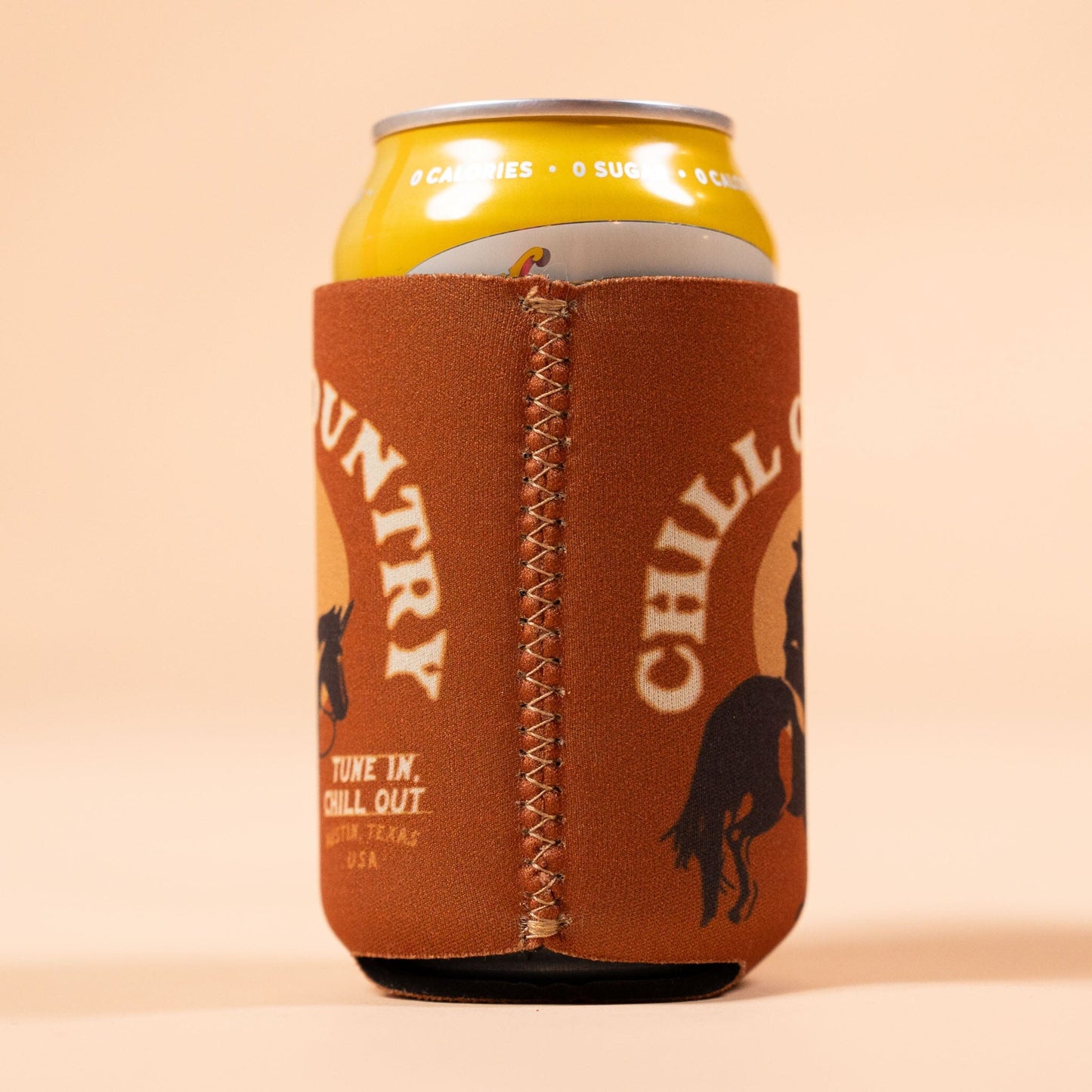 Tune In Chill Out Neoprene Can Sleeve Texas Hill Country Provisions