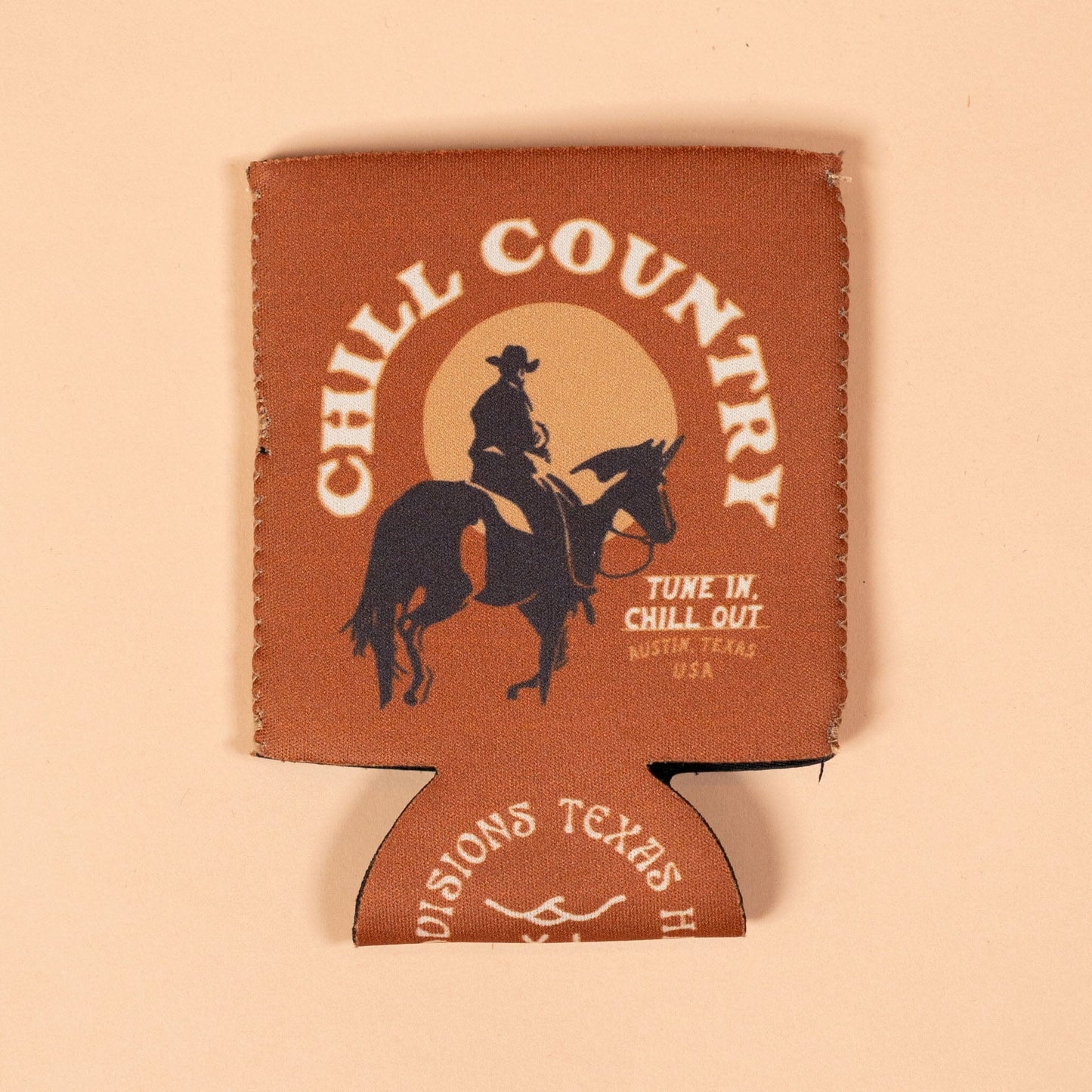 Tune In Chill Out Neoprene Can Sleeve Texas Hill Country Provisions