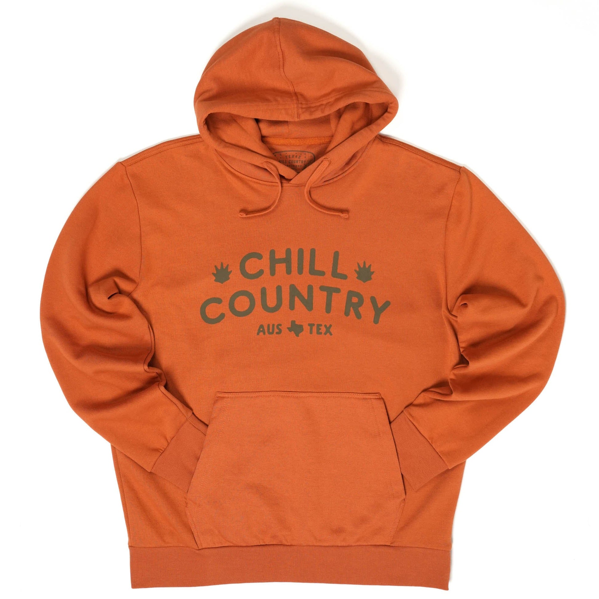 Chill Country ATX Campfire Hoodie Texas Hill Country Provisions Vintage Orange S 