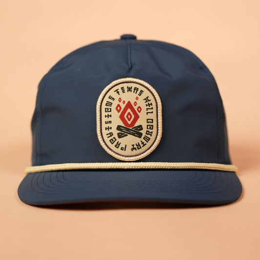 Fractal Fire Guadalupe Snapback Texas Hill Country Provisions Blue Quick-Dry Nylon Mesh Flap