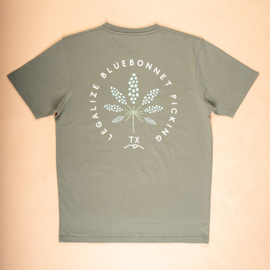 Legalize Bluebonnet Picking Feather Grass Tee Texas Hill Country Provisions Sage Green S 