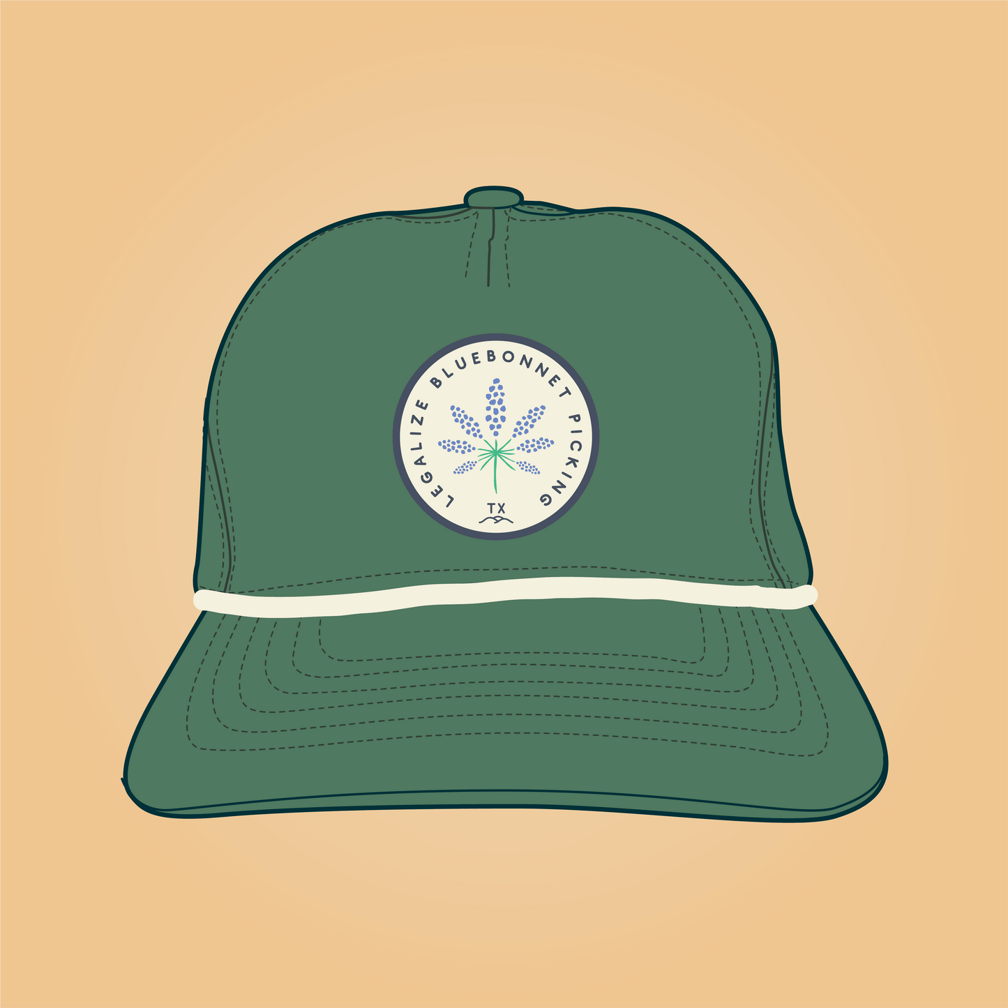 Legalize Bluebonnet Picking Guadalupe Snapback Texas Hill Country Provisions Green Single Brushed Twill Unstructured