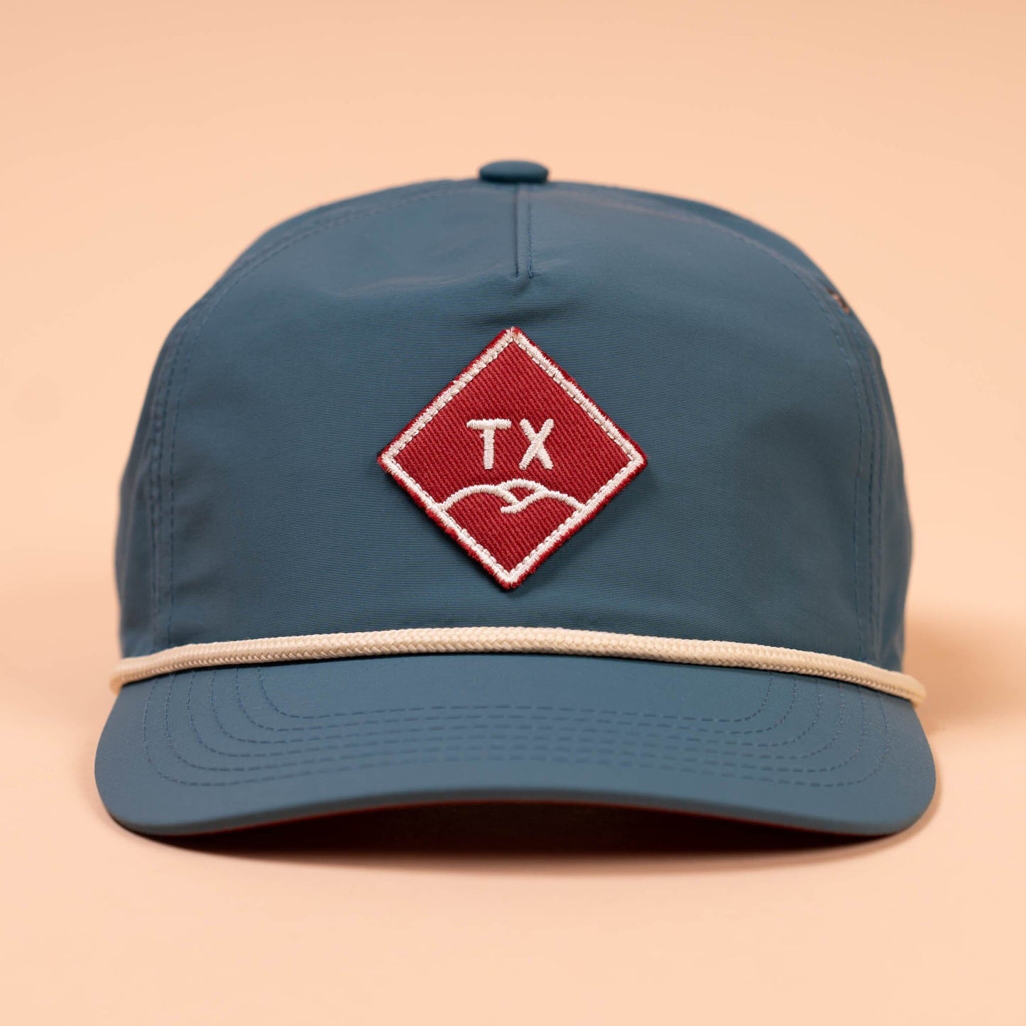 TX Hills Diamond Guadalupe Snapback Texas Hill Country Provisions Americana Blue Quick-Dry Nylon Mesh Flap