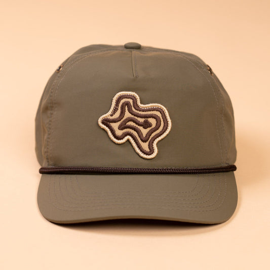 TX Rattler Guadalupe Snapback Texas Hill Country Provisions Olive Green Quick-Dry Nylon Mesh Flap