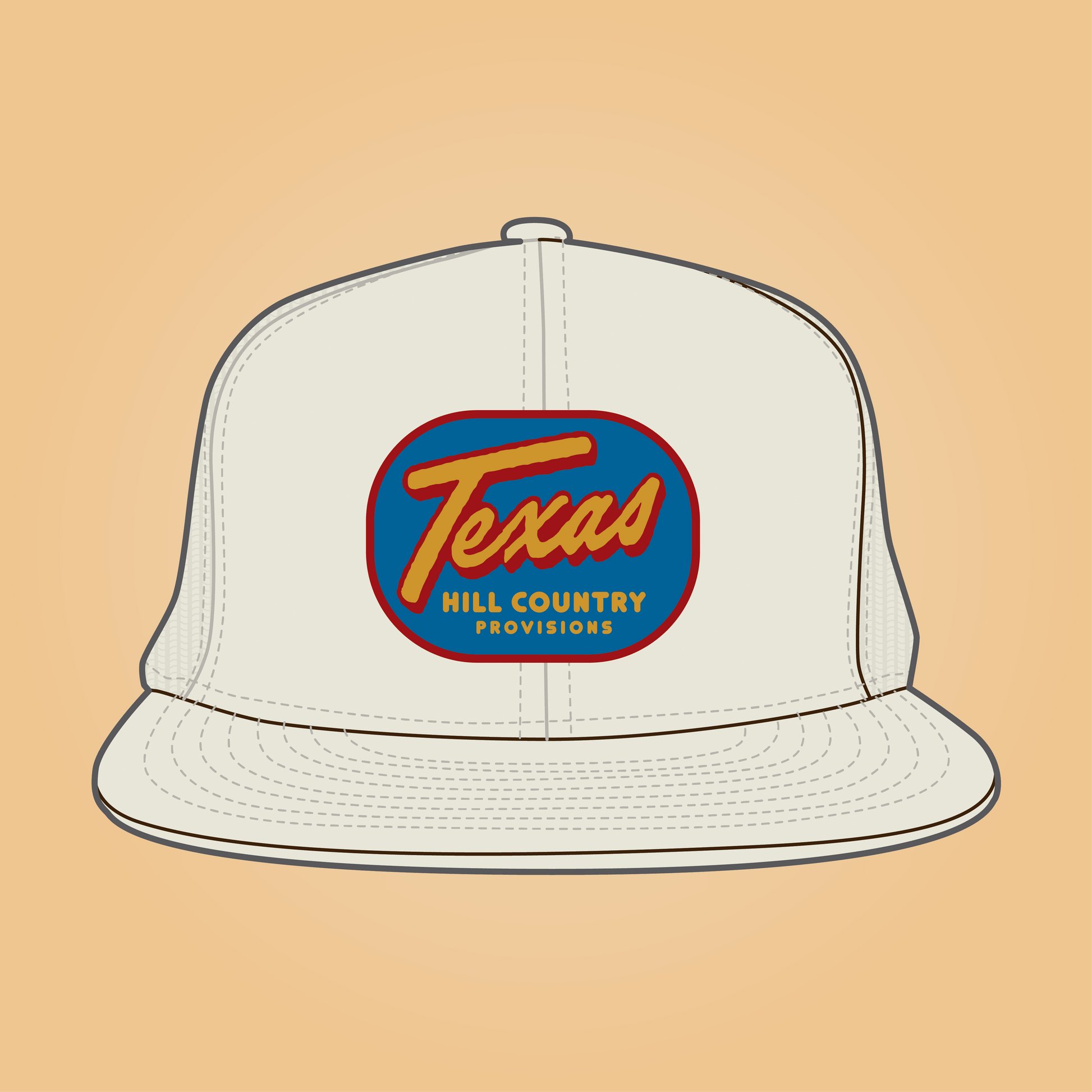 TX Retro Feed & Seed Texas Hill Country Provisions Vintage White Single Brushed Twill Unstructured