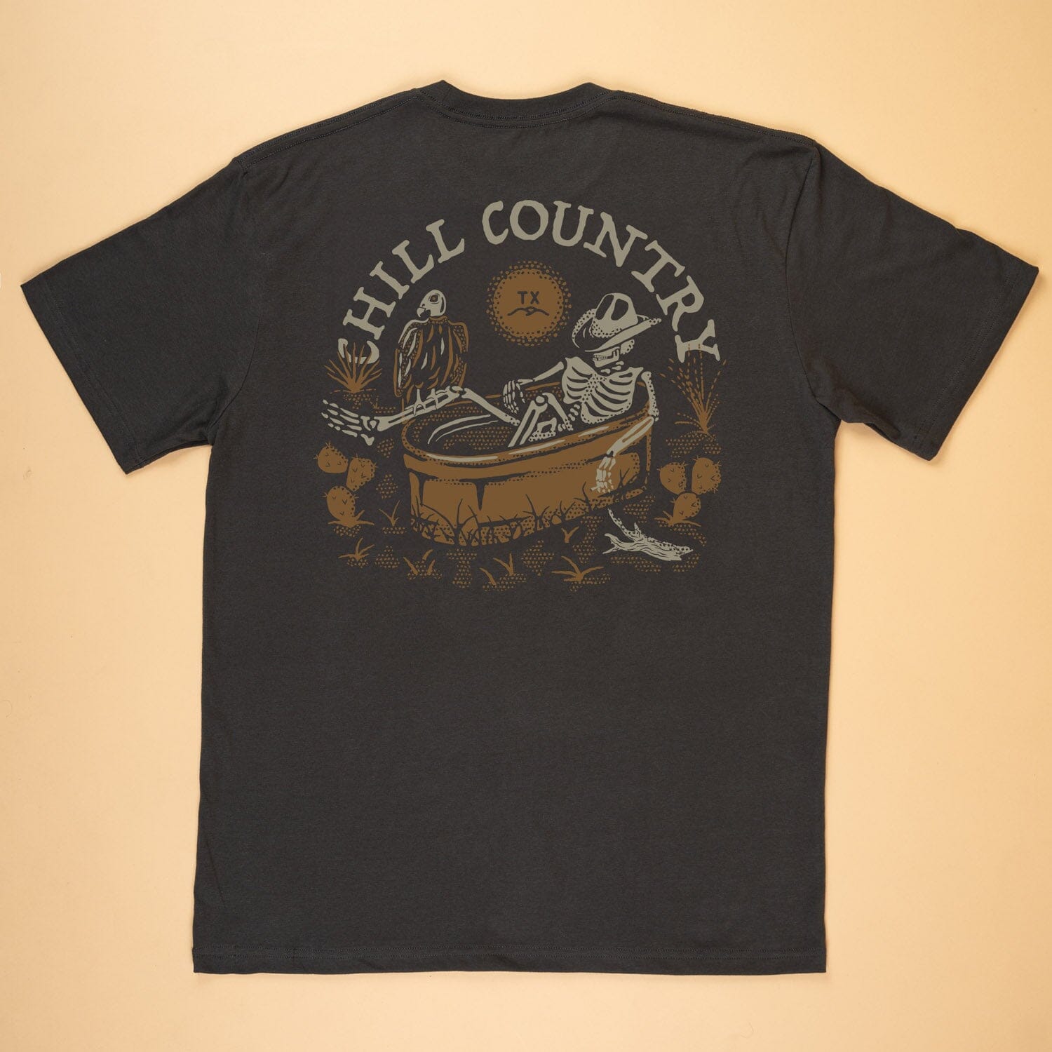 Bone Chillin' Feather Grass Tee Texas Hill Country Provisions Vintage Black S 