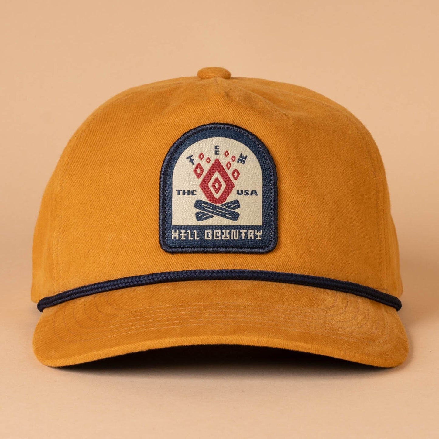 Fractal Fire Guadalupe Snapback Texas Hill Country Provisions Old Gold Double Brushed Mesh Flap