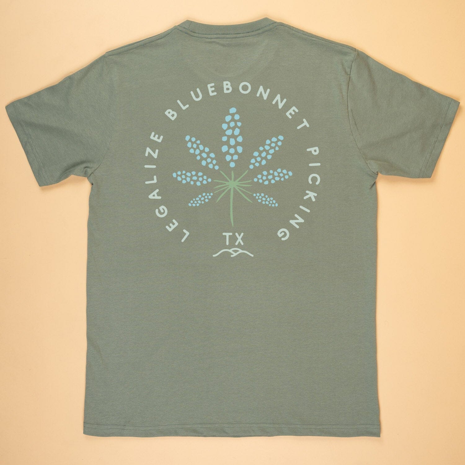 Legalize Bluebonnet Picking Feather Grass Tee Texas Hill Country Provisions Sage Green S 